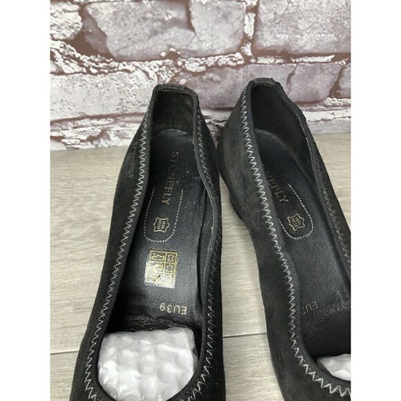 Stonefly Black Suede Leather Slip On Round Toe Dress Heels Women Sz 39EU/8.5M US - Picture 13 of 16